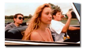Marek Harloff, Franziska Petri, Roman Knizka im Auto (v.l.n.r.)